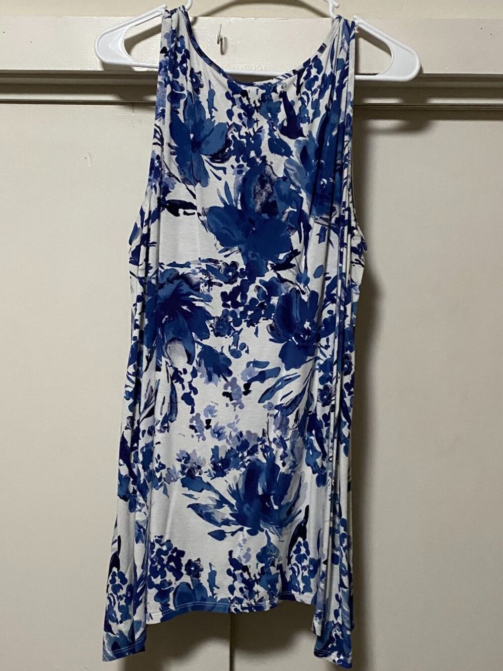 Tabitha Webb, blue & white asymmetrical, tank style tunic/dress, size 1X - Picture 5 of 9